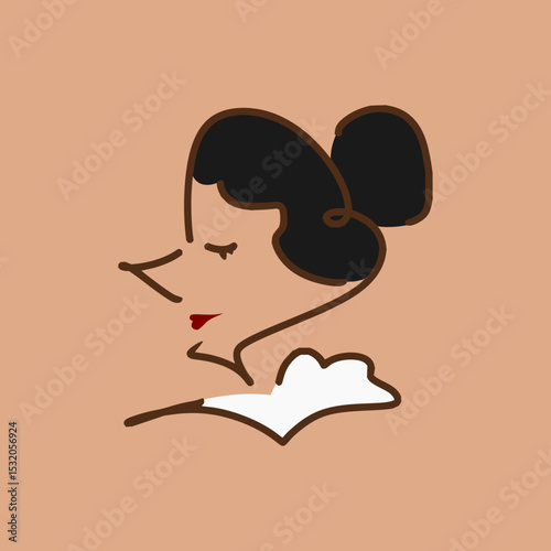 Portrait of Elegant Woman with Bun