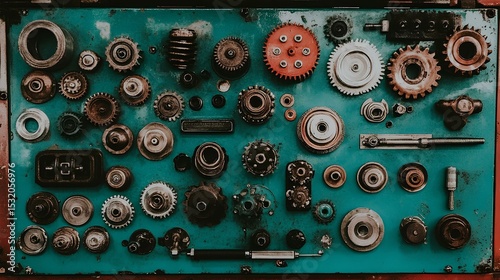Robotics manufacturing automation gear and machinery showcase industrial workshop detailed perspective on manufacturing components