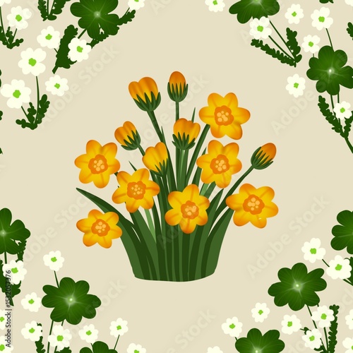 Fototapeta Naklejka Na Ścianę i Meble -  Seamless watercolour and unique floral pattern background for covers, notes, banner. Soft backgrounds colour. Watercolour art work. Flower stalk. Colourful flower.