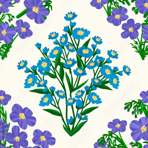 Fototapeta Naklejka Na Ścianę i Meble -  Seamless watercolour and unique floral pattern background for covers, notes, banner. Soft backgrounds colour. Watercolour art work. Flower stalk. Colourful flower.