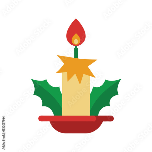 Christmas candle holder vector illustration