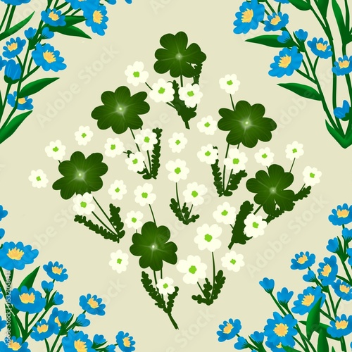Fototapeta Naklejka Na Ścianę i Meble -  Seamless watercolour and unique floral pattern background for covers, notes, banner. Soft backgrounds colour. Watercolour art work. Flower stalk. Colourful flower.