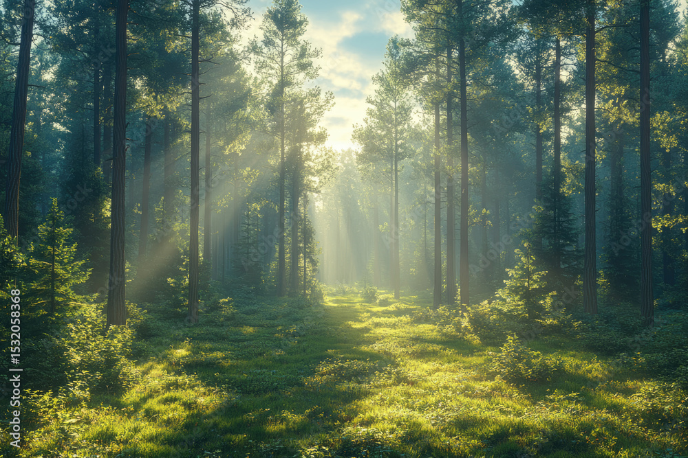 Obraz premium The Breath of Nature: Wind Passing Through Towering Trees