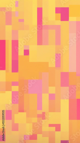 Colorful pixelated backdrop with warm hues creating visual interest and energy