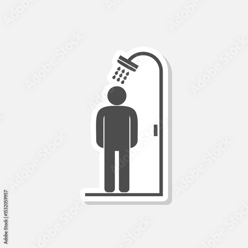 Emergency shower icon sticker isolated on gray background