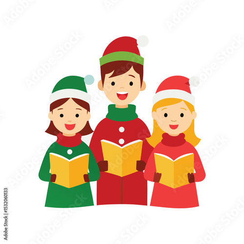Christmas carolers vector illustration