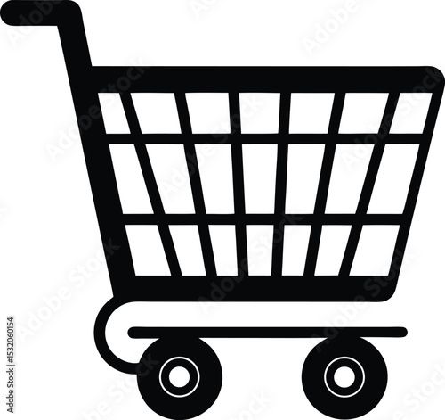 Simple Black and White Shopping Silhouette Cart Symbol for E commerce Platforms