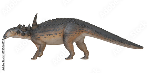Fototapeta Naklejka Na Ścianę i Meble -  Majestic dinosaur with horns on a white background.