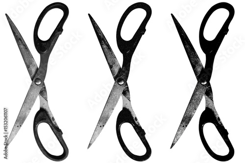  Scissor halftone style illustration with a transparent background. Retro, graphic print aesthetic. Ideal for poster and collage design element.
