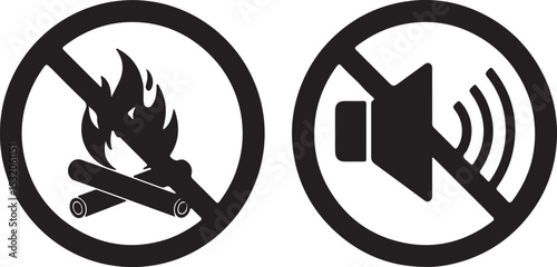 Forbidden parking, smoking, or fishing vector icons: a clear warning symbol illustration