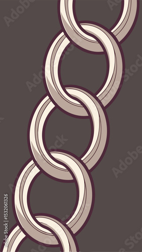 Elegant vector illustration of interlocking chain links with cream and brown hues