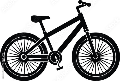 Simple Black Silhouette of Bicycle with Two Wheels for Recreational Purposes