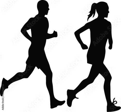Male and Female Jogger Silhouettes