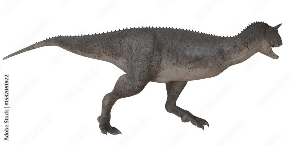Fototapeta premium Realistic dinosaur model against white background.