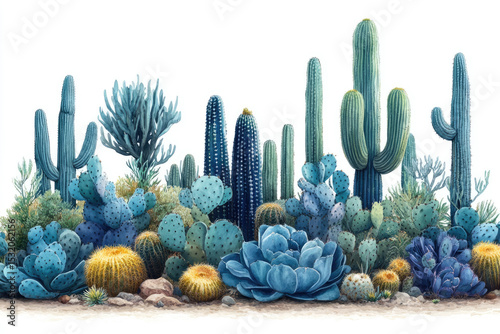 Decorative Cactus Illustration with Bold Textures and Contrast