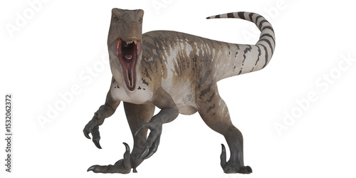 Fototapeta Naklejka Na Ścianę i Meble -  Roaring dinosaur showcasing its sharp teeth.