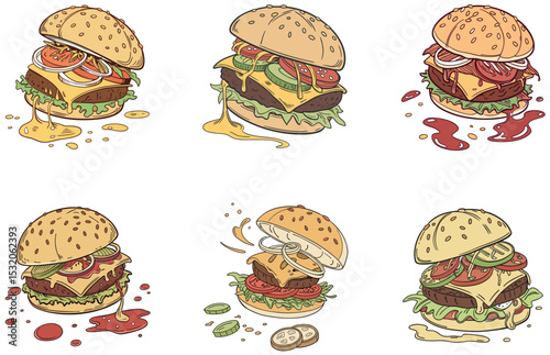 Burger Designs Vector Tasty and Creative Burger Illustrations for Food Art and Branding