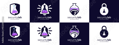 Set Collections of Security and Laboratory Logo Design Inspirations. Vector of Safety Test Concept.
