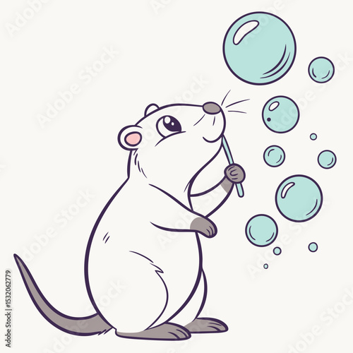 Delightful Joyful Quokka Under the Sea scene with blowing bubbles – Ocean Dreams vector illustration