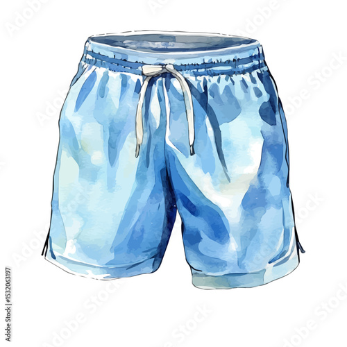 Running Shorts, watercolor vector, isolated on a white background.