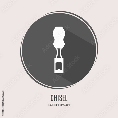Symbol chisel logo. Illustration of chisel in flat. Stock vector.