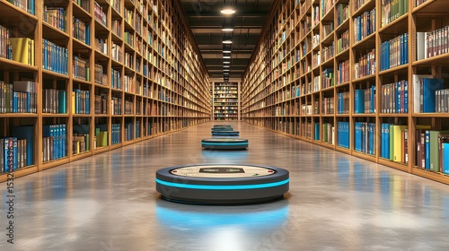Robotics manufacturing automation enhances efficiency in modern libraries industrial environment aerial view technology concept