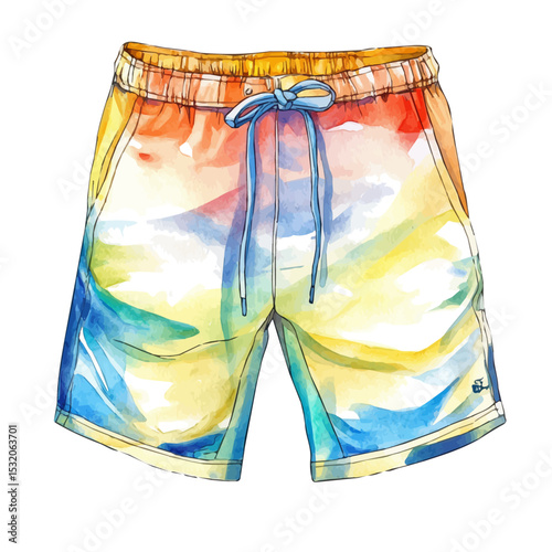 Running Shorts, watercolor clipart vector, isolated on a white background.