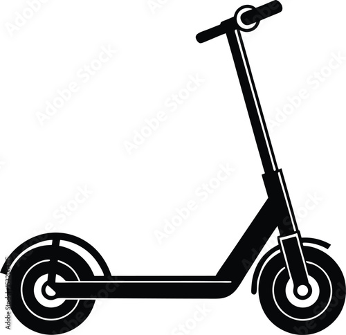 Black silhouette of an electric scooter isolated on a white background