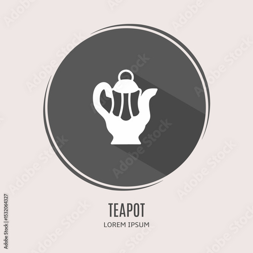 Symbol teapot logo. Illustration of teapot in flat. Stock vector.