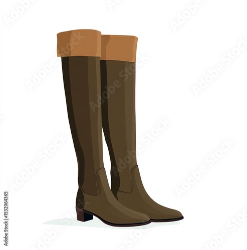 Stylish Over-the-Knee Boots, Brown Leather, Elegant Design, Perfect for Fall Fashion photo