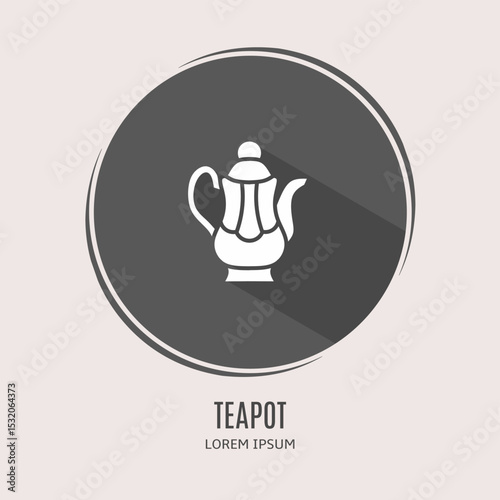 Symbol teapot logo. Illustration of teapot in flat. Stock vector.