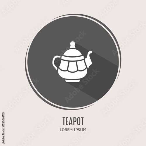 Symbol teapot logo. Illustration of teapot in flat. Stock vector.