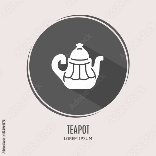Symbol teapot logo. Illustration of teapot in flat. Stock vector.