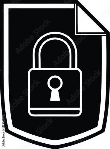 Secure file with padlock icon Silhouette symbolizing safety and data protection measures