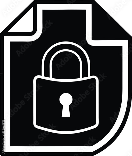 Locked document file icon, Silhouette  representing data protection and access restriction measures