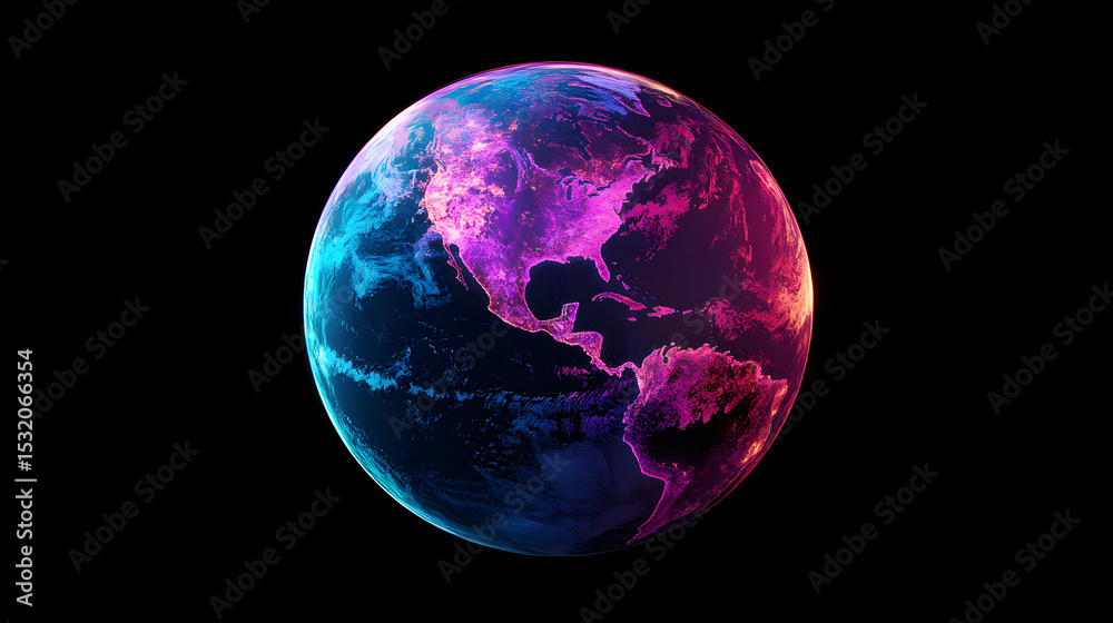 Fototapeta premium Glowing planet earth illustration, abstract digital rendering, cosmic background, modern global view, high resolution photo