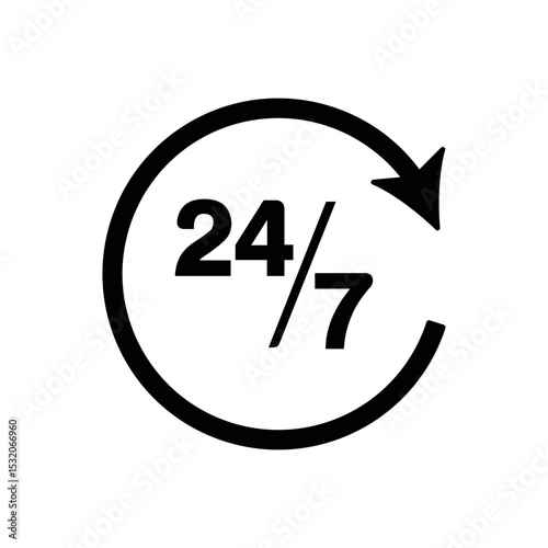 SERVICE OPEN 24-7 HOURS VECTOR ICON