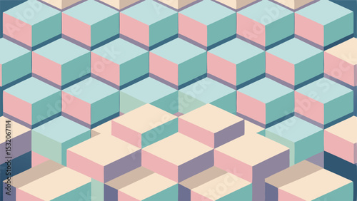 Geometric pattern with isometric cubes in pastel colors ready for various design uses