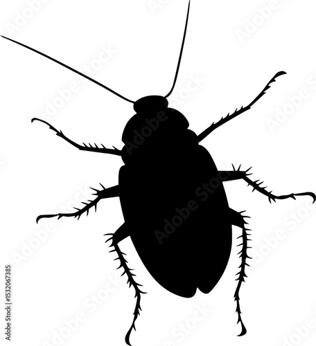 Cockroach Bug Black Silhouette Vector Design