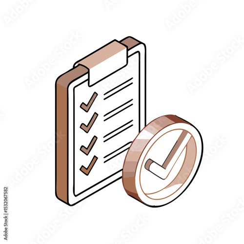 Task Completion Checklist Icon for Productivity Apps, To-Do Lists, Project Management Tools and Goal Tracking Systems in Business and Personal Organization