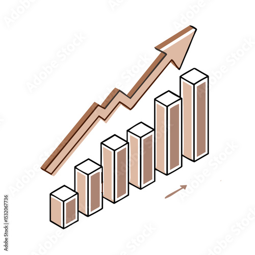 Growth Chart Arrow Icon for Financial Reports, Marketing Presentations, Performance Analysis, Success Visualization and Investment Strategies