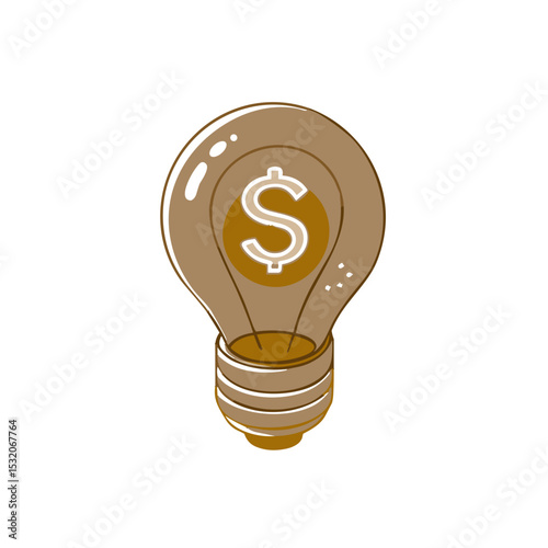 lightbulb with dollar sign icon for finance blogs, business websites, investment presentations, and campaigns