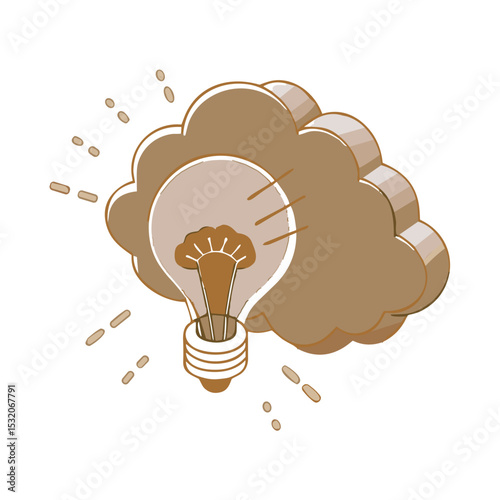 Creative Idea Cloud Thought Bubble Icon with Lightbulb  - idea cloud icon for Brainstorming Sessions, Innovation Projects, Educational Content and Problem-Solving Illustrations