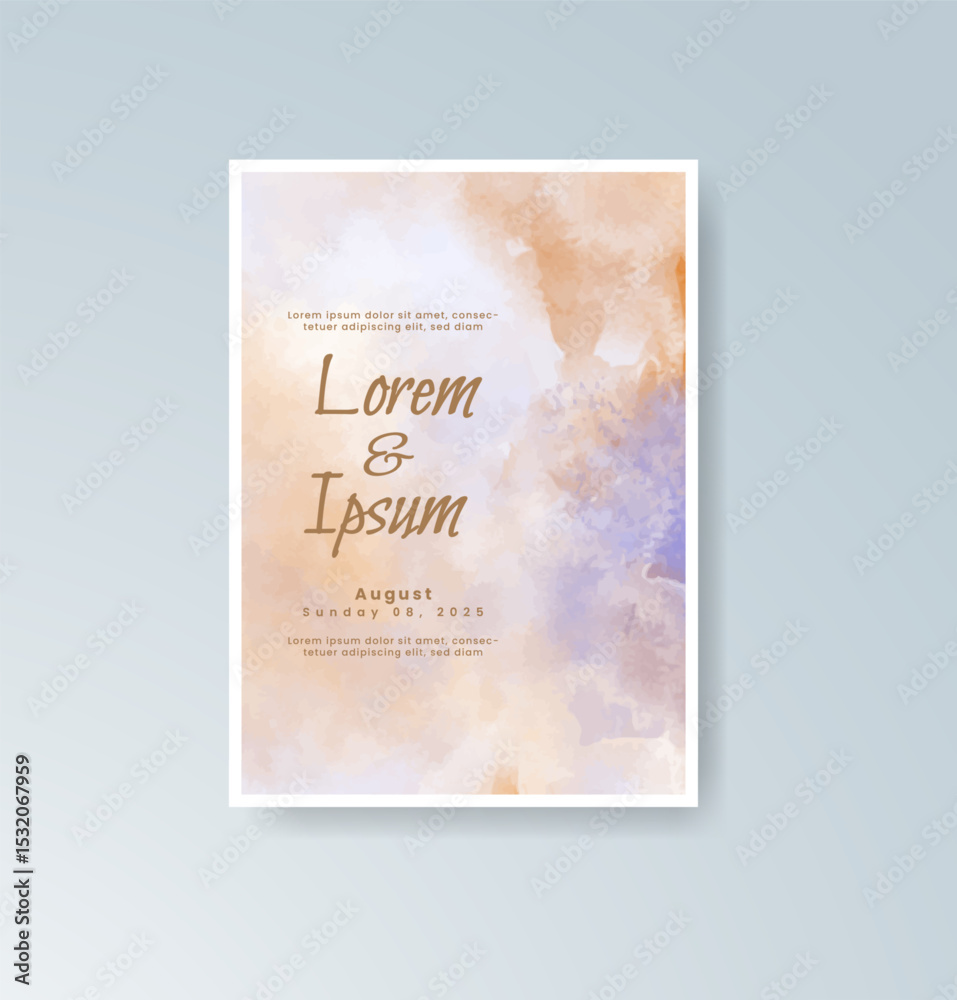 Fototapeta premium Wedding invitation with abstract watercolor background
