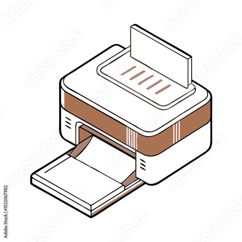 Office Printer Device Icon for Business Documents, Administrative Software, Print Service Websites, Office Equipment Catalogs and Workplace Applications