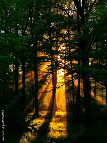 Sunrise Through the Green Cathedral