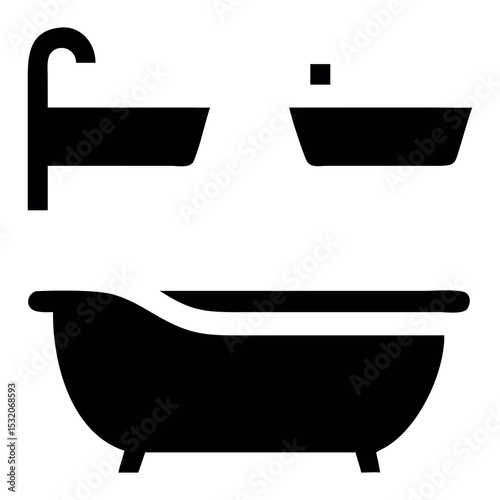 Bathroom fixtures icon bathtub sinks and faucet