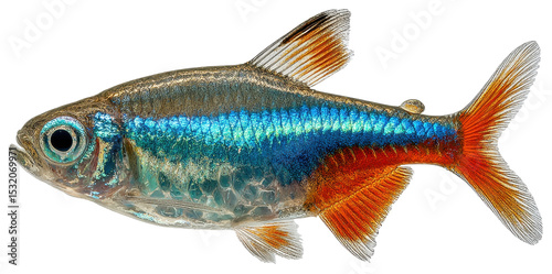 neon tetra fish isolated on transparent background