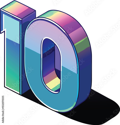  Large Gradient Number 10 – Isometric Design