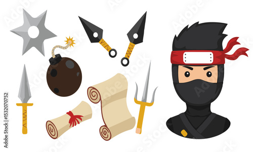 Ninja Arsenal: Flat Vector Illustration Set